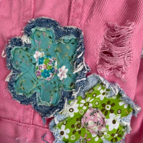 Custom Toddler Pink Jean Jacket in Size 4 with Multi-layer Boho Flowers NWT - Picture 9 of 16